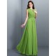 Charming High Neck Pleats Sleeveless Long Chiffon Bridesmaid Dresses
