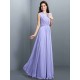 Charming High Neck Pleats Sleeveless Long Chiffon Bridesmaid Dresses