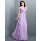 Charming High Neck Pleats Sleeveless Long Chiffon Bridesmaid Dresses