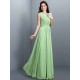 Charming High Neck Pleats Sleeveless Long Chiffon Bridesmaid Dresses