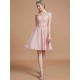 V-Neck Elegant Sleeveless Lace Short/Mini Chiffon Bridesmaid Dresses