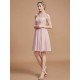 V-Neck Elegant Sleeveless Lace Short/Mini Chiffon Bridesmaid Dresses