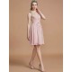 V-Neck Elegant Sleeveless Lace Short/Mini Chiffon Bridesmaid Dresses