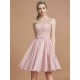 V-Neck Elegant Sleeveless Lace Short/Mini Chiffon Bridesmaid Dresses