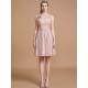 V-Neck Elegant Sleeveless Lace Short/Mini Chiffon Bridesmaid Dresses
