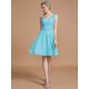 V-Neck Elegant Sleeveless Lace Short/Mini Chiffon Bridesmaid Dresses