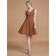 V-Neck Elegant Sleeveless Lace Short/Mini Chiffon Bridesmaid Dresses