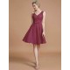 V-Neck Elegant Sleeveless Lace Short/Mini Chiffon Bridesmaid Dresses