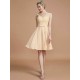 V-Neck Elegant Sleeveless Lace Short/Mini Chiffon Bridesmaid Dresses
