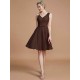 V-Neck Elegant Sleeveless Lace Short/Mini Chiffon Bridesmaid Dresses