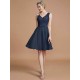 V-Neck Elegant Sleeveless Lace Short/Mini Chiffon Bridesmaid Dresses