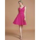 V-Neck Elegant Sleeveless Lace Short/Mini Chiffon Bridesmaid Dresses
