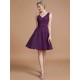 V-Neck Elegant Sleeveless Lace Short/Mini Chiffon Bridesmaid Dresses