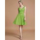 V-Neck Elegant Sleeveless Lace Short/Mini Chiffon Bridesmaid Dresses