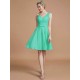 V-Neck Elegant Sleeveless Lace Short/Mini Chiffon Bridesmaid Dresses
