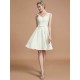 V-Neck Elegant Sleeveless Lace Short/Mini Chiffon Bridesmaid Dresses