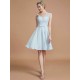 V-Neck Elegant Sleeveless Lace Short/Mini Chiffon Bridesmaid Dresses