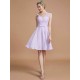 V-Neck Elegant Sleeveless Lace Short/Mini Chiffon Bridesmaid Dresses