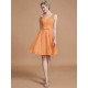 V-Neck Elegant Sleeveless Lace Short/Mini Chiffon Bridesmaid Dresses