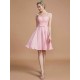 V-Neck Elegant Sleeveless Lace Short/Mini Chiffon Bridesmaid Dresses