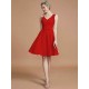 V-Neck Elegant Sleeveless Lace Short/Mini Chiffon Bridesmaid Dresses