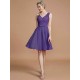 V-Neck Elegant Sleeveless Lace Short/Mini Chiffon Bridesmaid Dresses