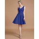 V-Neck Elegant Sleeveless Lace Short/Mini Chiffon Bridesmaid Dresses