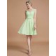 V-Neck Elegant Sleeveless Lace Short/Mini Chiffon Bridesmaid Dresses