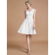 V-Neck Elegant Sleeveless Lace Short/Mini Chiffon Bridesmaid Dresses