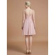 V-Neck Elegant Sleeveless Lace Short/Mini Chiffon Bridesmaid Dresses