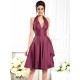 Charming Halter Sleeveless Short Taffeta Bridesmaid Dresses