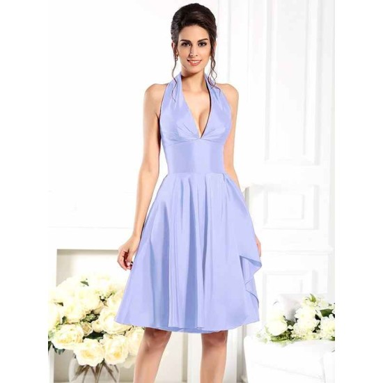 Charming Halter Sleeveless Short Taffeta Bridesmaid Dresses
