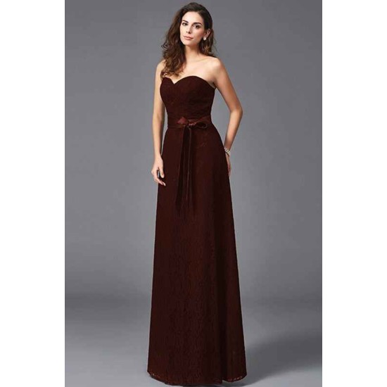 Gorgeous Sweetheart Sash/Ribbon/Belt Sleeveless Long Lace Bridesmaid dresses