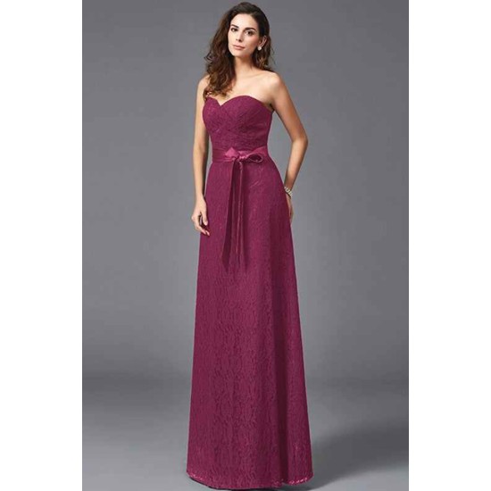 Gorgeous Sweetheart Sash/Ribbon/Belt Sleeveless Long Lace Bridesmaid dresses