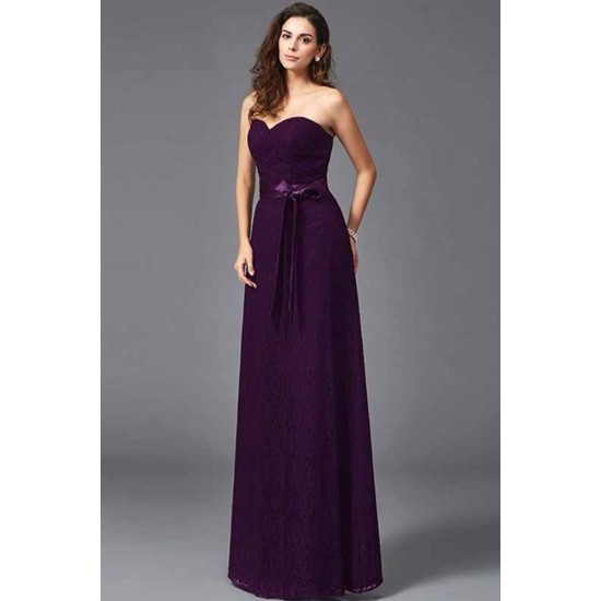 Gorgeous Sweetheart Sash/Ribbon/Belt Sleeveless Long Lace Bridesmaid dresses