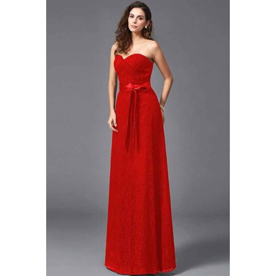 Gorgeous Sweetheart Sash/Ribbon/Belt Sleeveless Long Lace Bridesmaid dresses