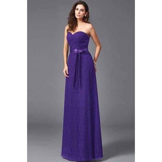 Gorgeous Sweetheart Sash/Ribbon/Belt Sleeveless Long Lace Bridesmaid dresses
