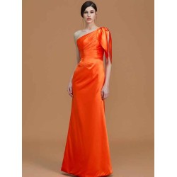 Mermaid Gorgeous One Shoulder Sleeveless Ruched Satin Bridesmaid Dresses