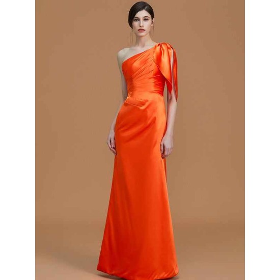 Mermaid Gorgeous One Shoulder Sleeveless Ruched Satin Bridesmaid Dresses