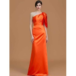 Mermaid Gorgeous One Shoulder Sleeveless Ruched Satin Bridesmaid Dresses