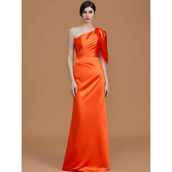 Mermaid Gorgeous One Shoulder Sleeveless Ruched Satin Bridesmaid Dresses