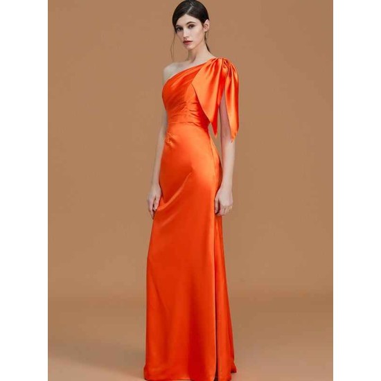 Mermaid Gorgeous One Shoulder Sleeveless Ruched Satin Bridesmaid Dresses
