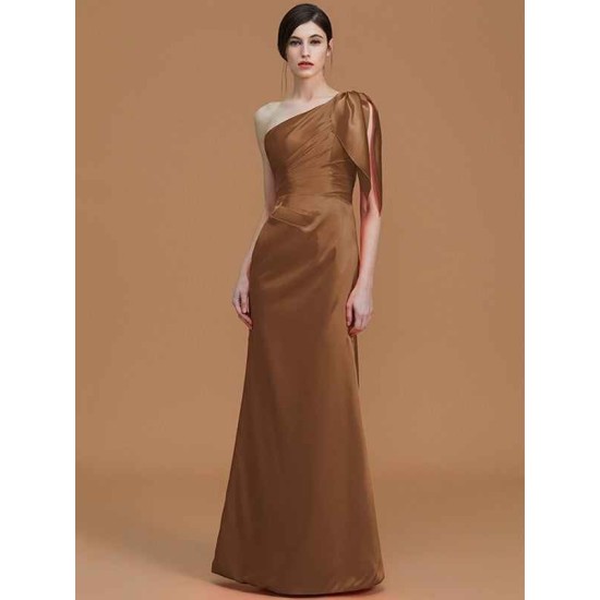 Mermaid Gorgeous One Shoulder Sleeveless Ruched Satin Bridesmaid Dresses