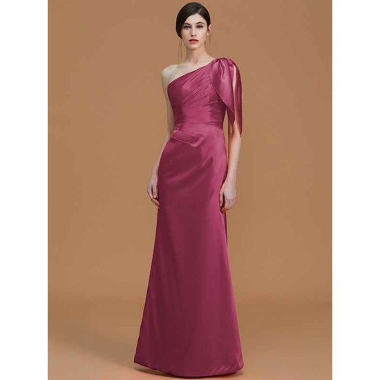 Mermaid Gorgeous One Shoulder Sleeveless Ruched Satin Bridesmaid Dresses