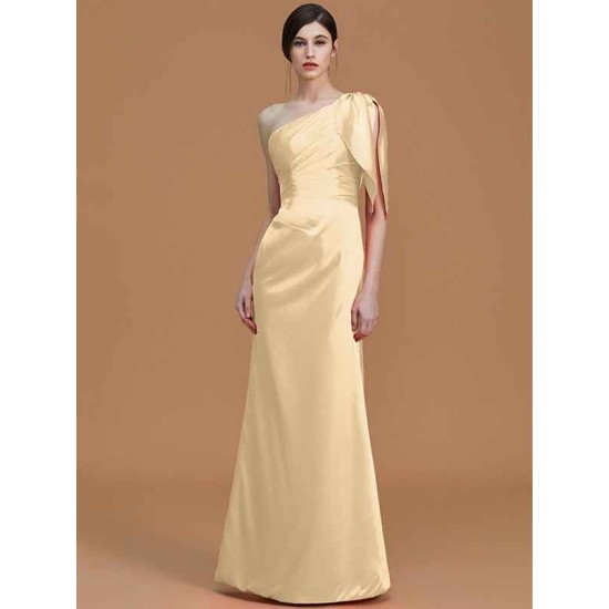 Mermaid Gorgeous One Shoulder Sleeveless Ruched Satin Bridesmaid Dresses