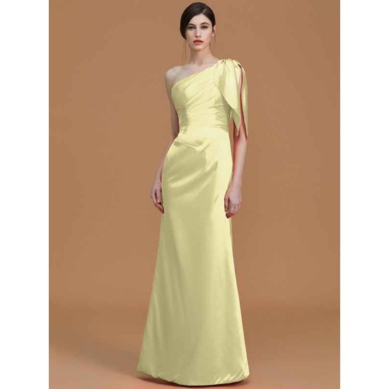 Mermaid Gorgeous One Shoulder Sleeveless Ruched Satin Bridesmaid Dresses