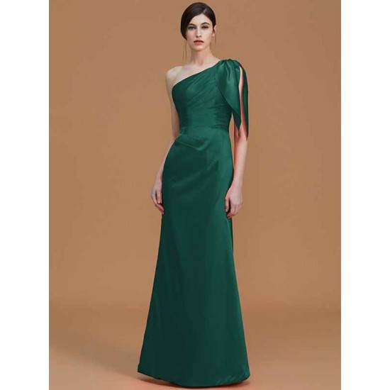 Mermaid Gorgeous One Shoulder Sleeveless Ruched Satin Bridesmaid Dresses