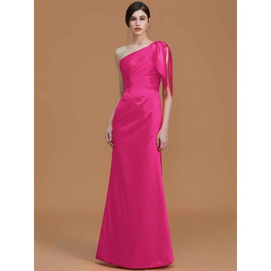 Mermaid Gorgeous One Shoulder Sleeveless Ruched Satin Bridesmaid Dresses