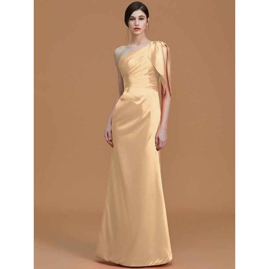 Mermaid Gorgeous One Shoulder Sleeveless Ruched Satin Bridesmaid Dresses