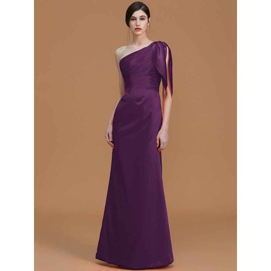 Mermaid Gorgeous One Shoulder Sleeveless Ruched Satin Bridesmaid Dresses